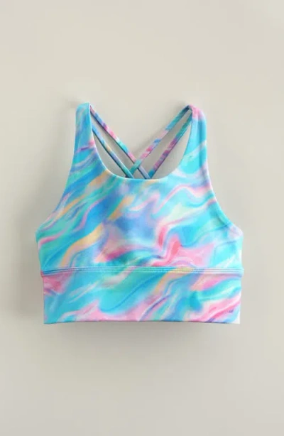 Zella Girl Kids' Strappy Seamless Bra In Blue