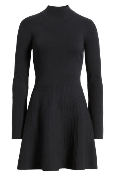 Open Edit Mock Neck Long Sleeve Sweater Dress In Black