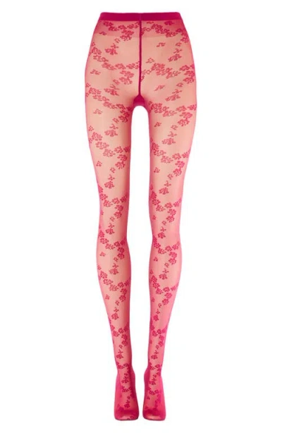 Wolford Floret Tights In Red
