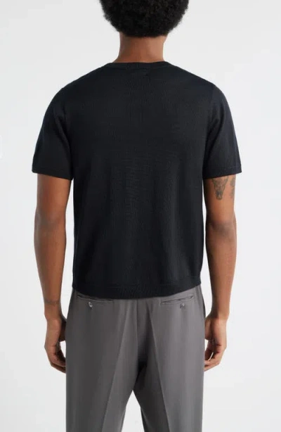 Open Edit Short Sleeve Crewneck Sweater In Black