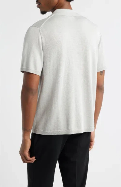 Open Edit Camp Short Sleeve Button Up Sweater In White