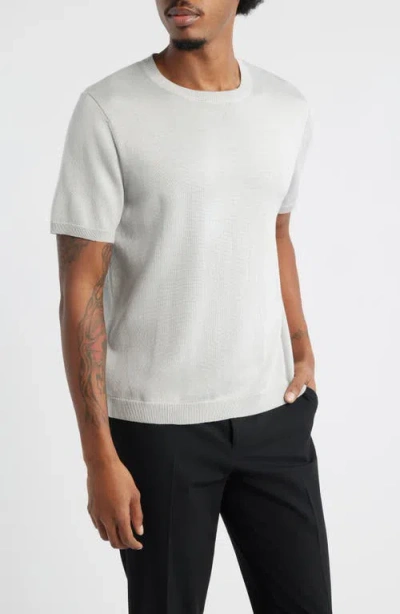 Open Edit Short Sleeve Crewneck Sweater In White