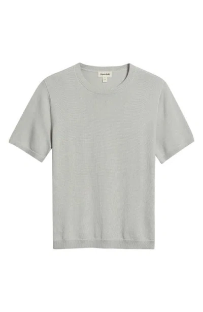 Open Edit Short Sleeve Crewneck Sweater In White