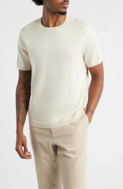 Open Edit Short Sleeve Crewneck Sweater In White