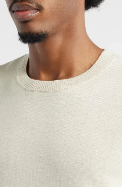 Open Edit Short Sleeve Crewneck Sweater In White