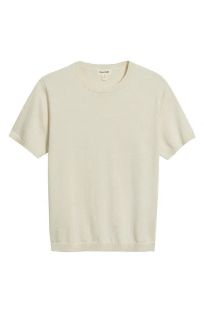 Open Edit Short Sleeve Crewneck Sweater In White