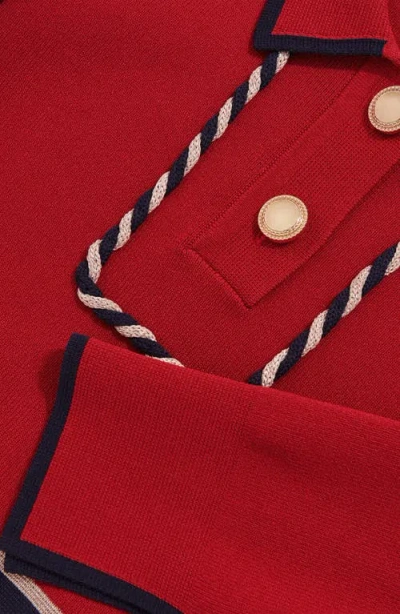 Reiss Red Freeda Piped Stretch-knit D In Red