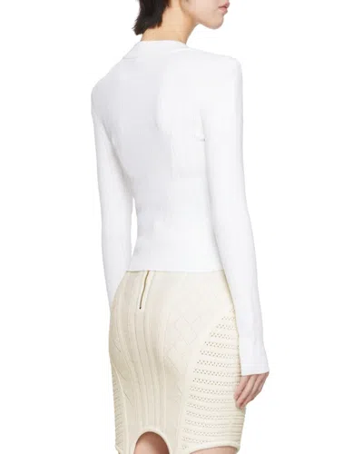 Balmain Button Embellished Ribbed Cardigan In White