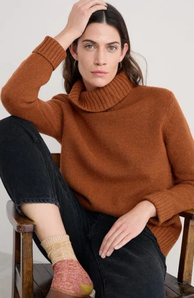 Seasalt Cornwall Braque Turtleneck Wool Blend Sweater In Brown