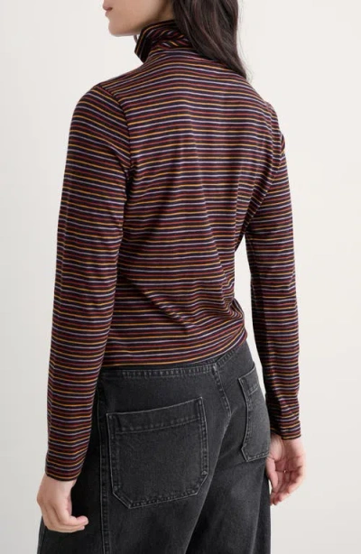 Seasalt Cornwall Landing Stripe Turtleneck Stretch Organic Cotton Top In Animal Print