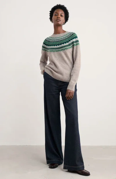 Seasalt Cornwall Gurnard's Head Fair Isle Lambswool Blend Crewneck Sweater In Multi