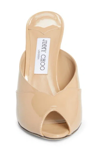 Jimmy Choo Women Beige Patent Leather Brigitte 100 Mules In Multi