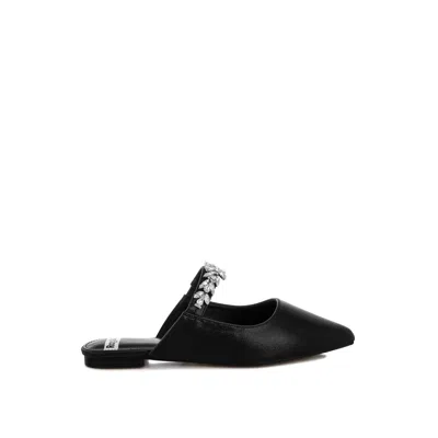 Rag & Co Women's Magnum Diamante Strap Glitter Mules In Black By  In Black
