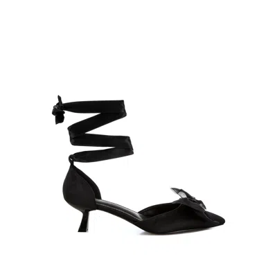 Rag & Co Women's Cadell Bow Detail Satin Sandals In Black By  In Black