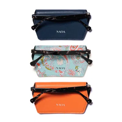 Naoa Women's Orange / Blue Three Pack Apple-leather Slim Glasses Case In Multi