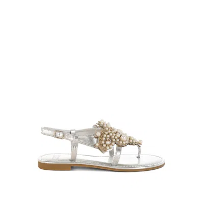 Rag & Co Opazie Faux Pearl Sandal In Silver