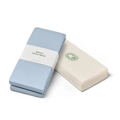 House Of Bengal Sateen Fitted Sheet - Blue - King In Blue