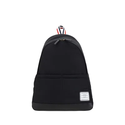 Thom Browne Branded Backpack Adjustable Straps In Black