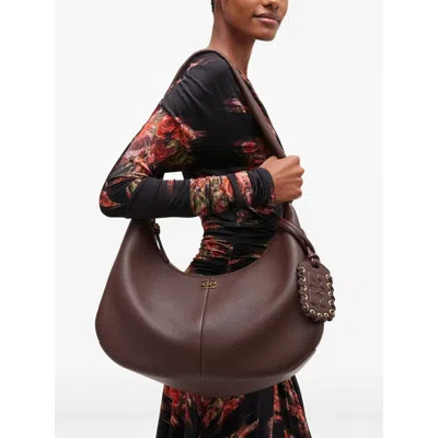 Ganni Medium Hobo Tote Bag In Brown