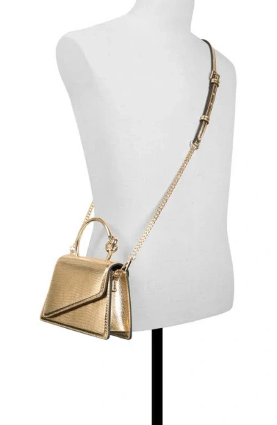 Aldo Aellaax Snakeskin Embossed Faux Leather Top Handle Bag In Brown