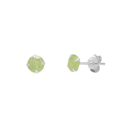 Spero London Women's Green / Silver Sterling Silver Glittering Green Stud Earring In Multi