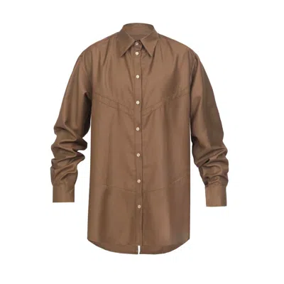 Van Brussel Women's Brown Sierra Panelled Shirt In Brown