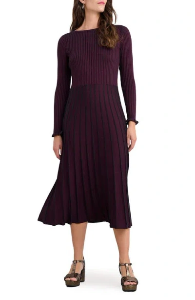 Seasalt Cornwall Glass Stem Metallic Long Sleeve Organic Cotton Blend Sweater Dress In Multi