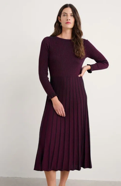 Seasalt Cornwall Glass Stem Metallic Long Sleeve Organic Cotton Blend Sweater Dress In Multi