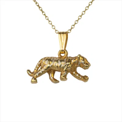 Simon Kemp Jewellers Women's Big Tiger Prowling Pendant Eighteen Carat Gold On Solid Sterling Silver In Gold