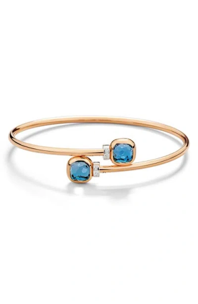 Pomellato Nudo London Blue Topaz & Diamond Bypass Bracelet In Gold