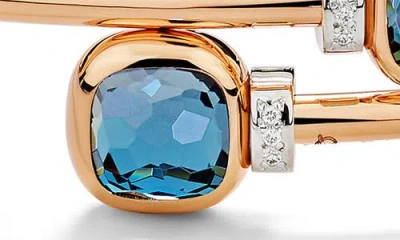 Pomellato Nudo London Blue Topaz & Diamond Bypass Bracelet In Gold