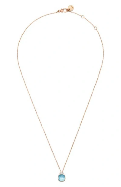 Pomellato Nudo Sky Blue Topaz & Diamond Pendant Necklace In Brown