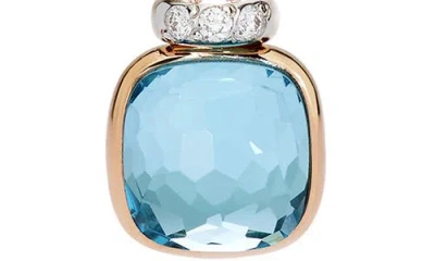 Pomellato Nudo Sky Blue Topaz & Diamond Pendant Necklace In Brown