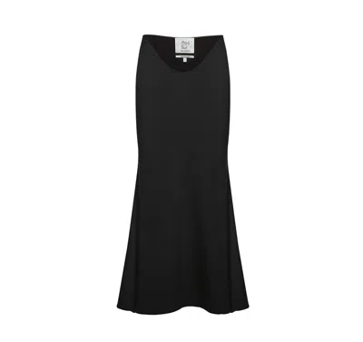Maison Sél Women's U Hemline Crepe Skirt – Black In Black