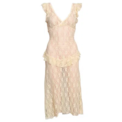 Love And Nostalgia Women's Summer Love Lace Midi Dress - Lemon Yellow In Yellow