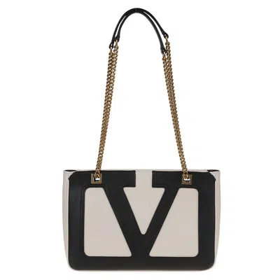 Valentino Chain Strap Shopper Featuring External Pocket In Gray