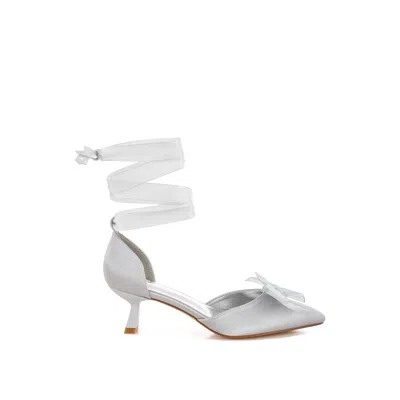 Rag & Co Women's Cadell Bow Detail Satin Sandals In Silver By  In Metallic