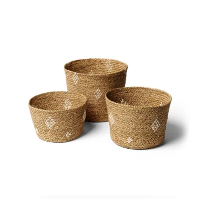 House Of Bengal Neutrals Jamdani Basket Set