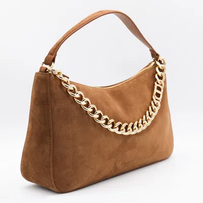 Twinset Brown Leather Liliane Shoulder Bag In Brown