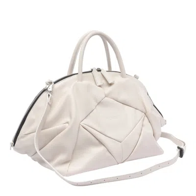 Vic Matie Pleated Leather Tote Bag In White