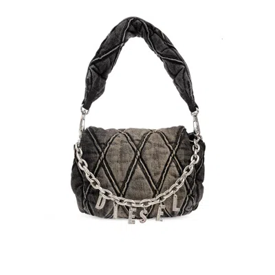 Diesel Charm D Denim Shoulder Bag In Brown