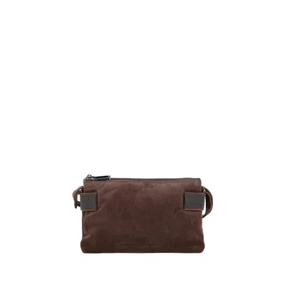Brunello Cucinelli Suede Leather Shoulder Bag In Brown