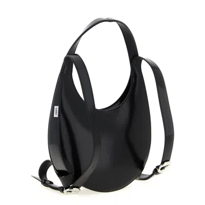 Coperni Swipe Glossy Finish Backpack With Adjustable Strap In Black