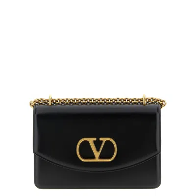 Valentino Garavani Garavani Vain Small Shoulder Bag In Shiny Calfskin Woman Black Uni