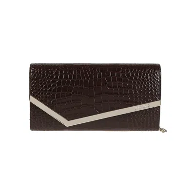 Jimmy Choo Chocolate Leather Emmie Clutch In Multi