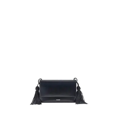 Jil Sander Tassel Shoulder Bag In Black