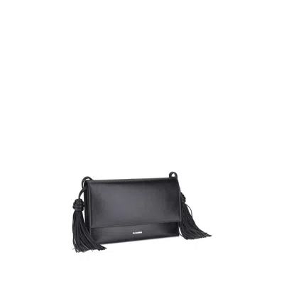 Jil Sander Tassel Shoulder Bag In Black