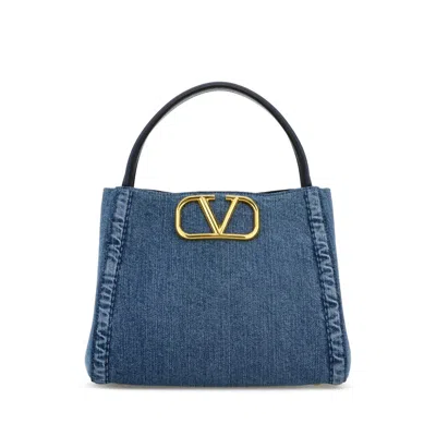 Valentino Small Denim Handbag Alltime In Blue