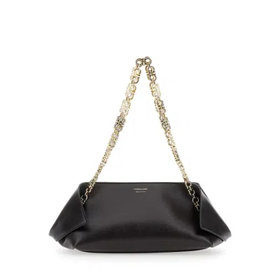 Ferragamo Brown Shoulder Bag With Logo Strap And Logo Lettering On The Front In Leather Woman In Black