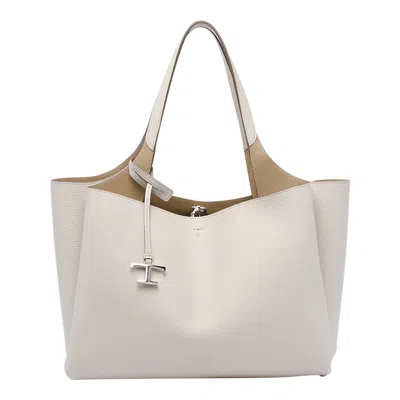 Tod's Tods Medium Leather Tote Bag In White